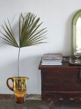 Vintage Amber Glass Pitcher vase/jug Cottagecore MCM Homedeccor